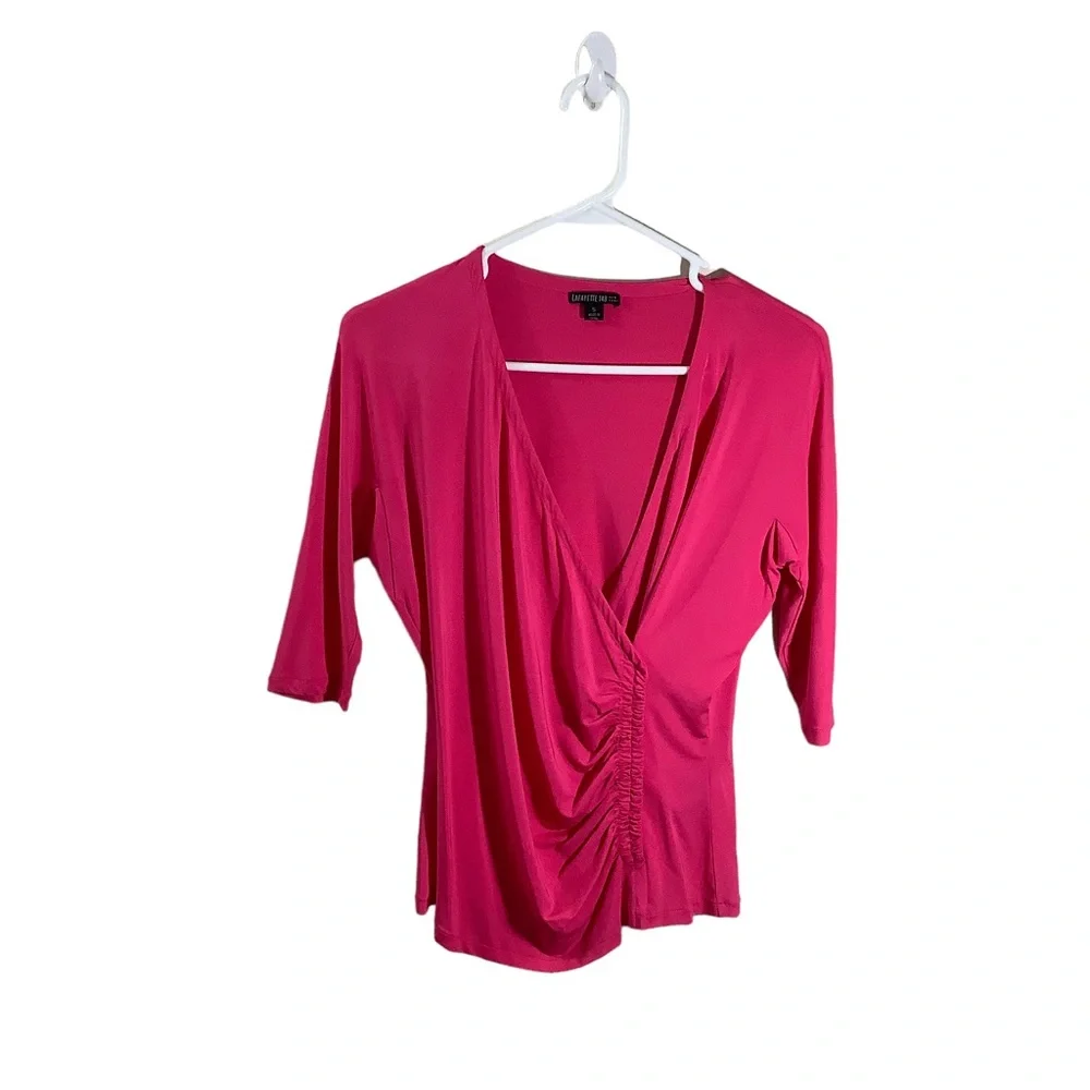 Lafayette 148 New York Pink Wrap Top